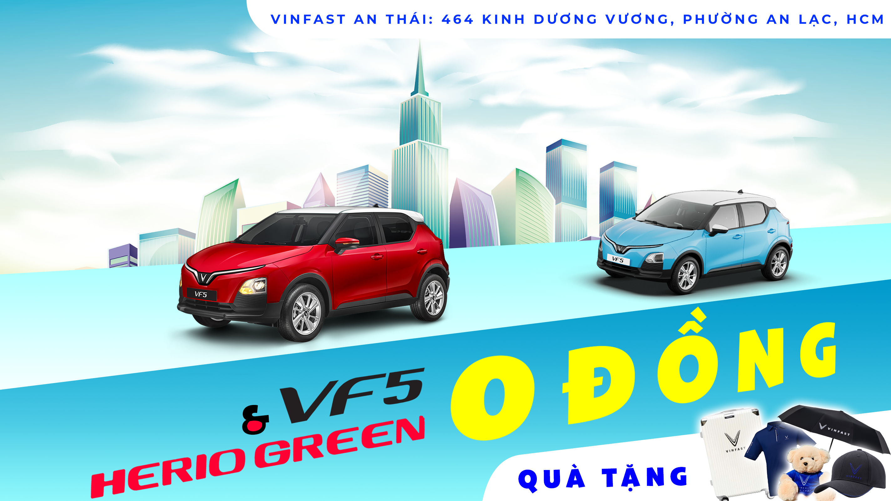 VinFast VF5 & Herio Green - Mua xe VinFast với Chính sách 0 Đồng